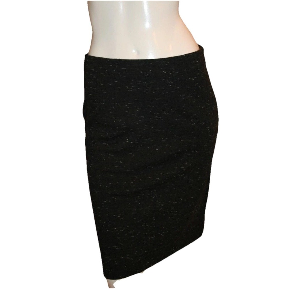 Metaphor Womens Sz S/C Stretch Pencil Skirt Below Knee Zip Slit Dark Gray